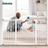 BABELIO 36" Tall Baby Gate, 29-55" Auto Close Pressure Mounted Dog Gate for Doorways & Hallway, Pressguard Basics Easy Walk Thru Pet Gate, Extra Wide Metal Child Gate, White