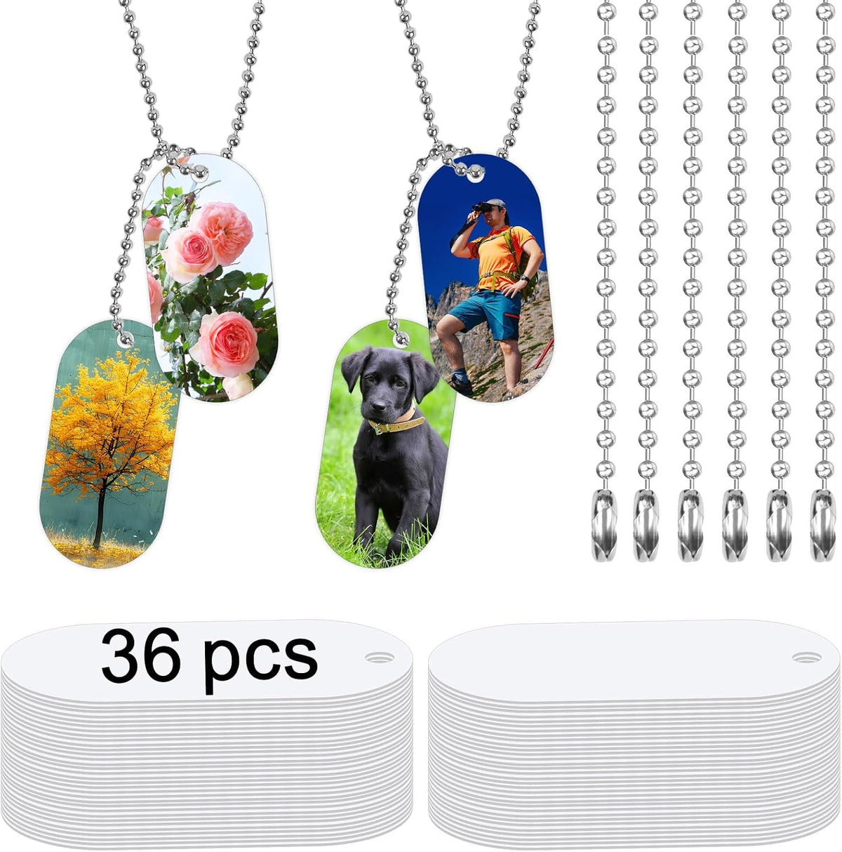 36 pcs Sublimation Dog Tags Blanks - 36 pcs Sublimate Dog tag Oval