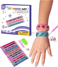Little Jupiter diamond art bracelet kit with 6 EVA foam snap bracelets, resin gems and pen tools - view 3