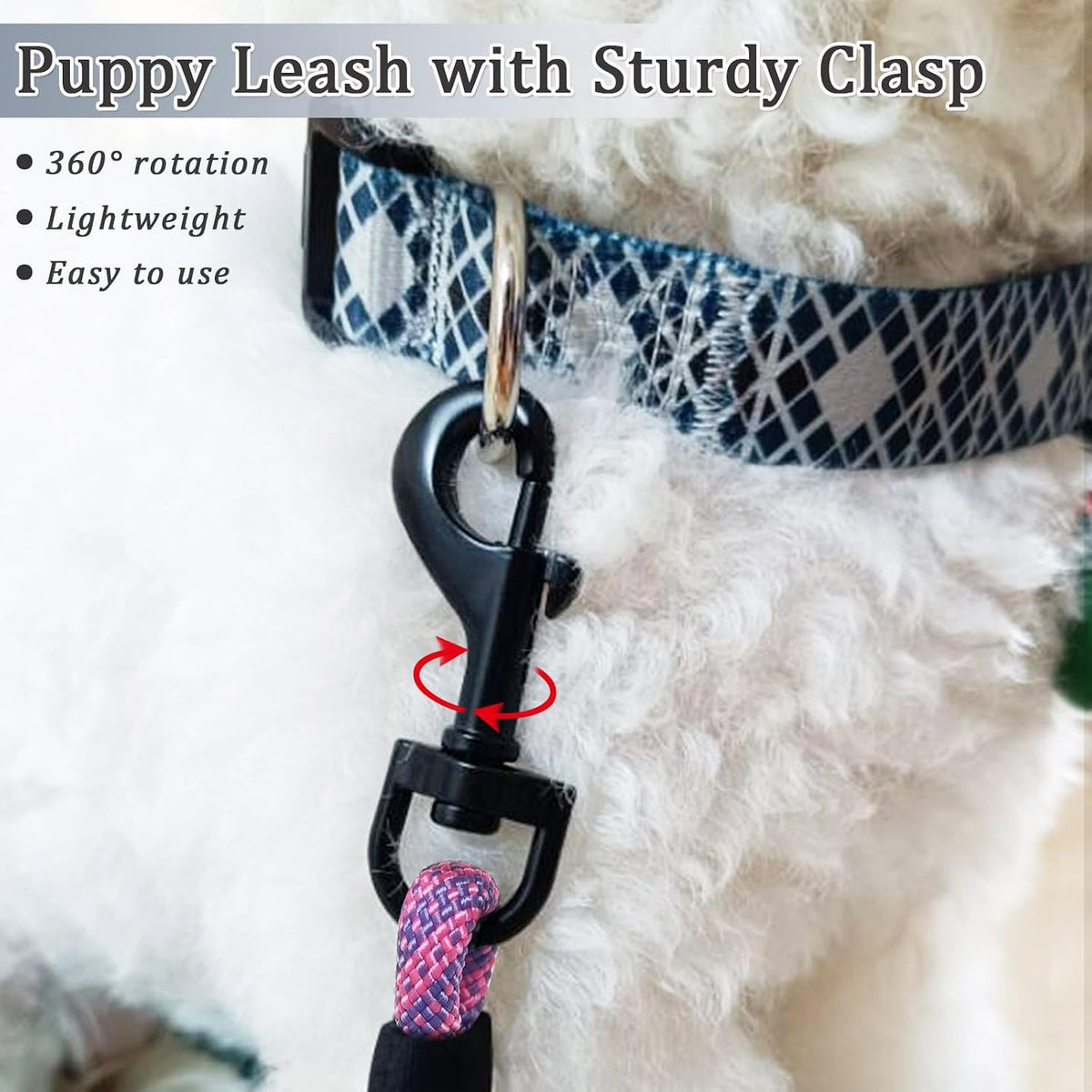 WYuZe 5ft Puppy Leash for Small Dogs Cats - Pink Purple / 5 FT (3~18 lbs) - image 3