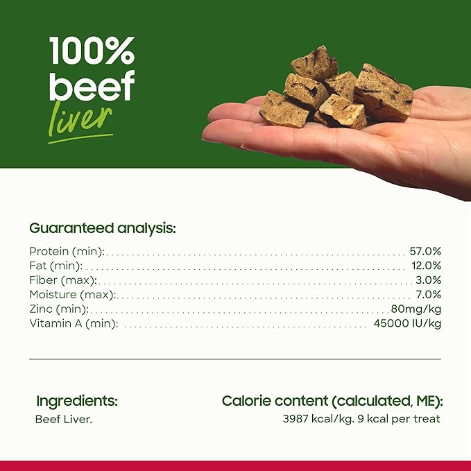 smallbatch Freeze Dried Dog Treats, Beef Liver Treats for Dogs & Cats, High Protein, Single Ingredient Dog Treat for Training or Food Topper, Natural, Humanely Sourced Meat, Made in The USA, 4 oz