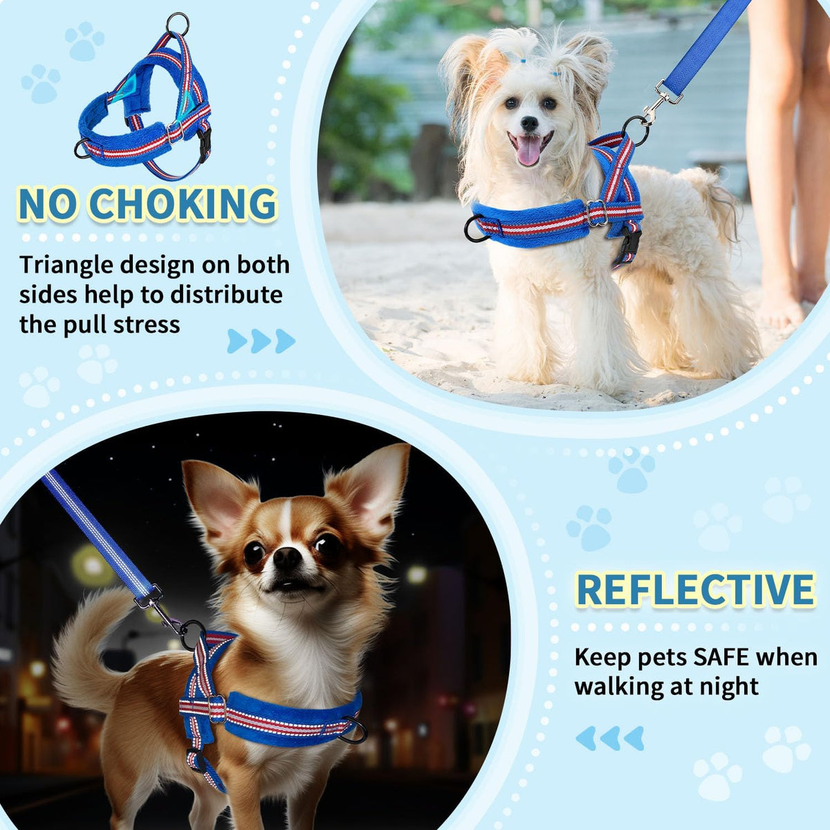 SlowTon No Pull Small Dog Harness and Leash Set with Front Clip – Essentials for Dogs - Small / Dark Blue - image 3