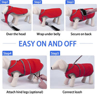 MIGOHI Warm Dog Coat Waterproof Winter Dog Jacket, M - Red / Medium - image 3