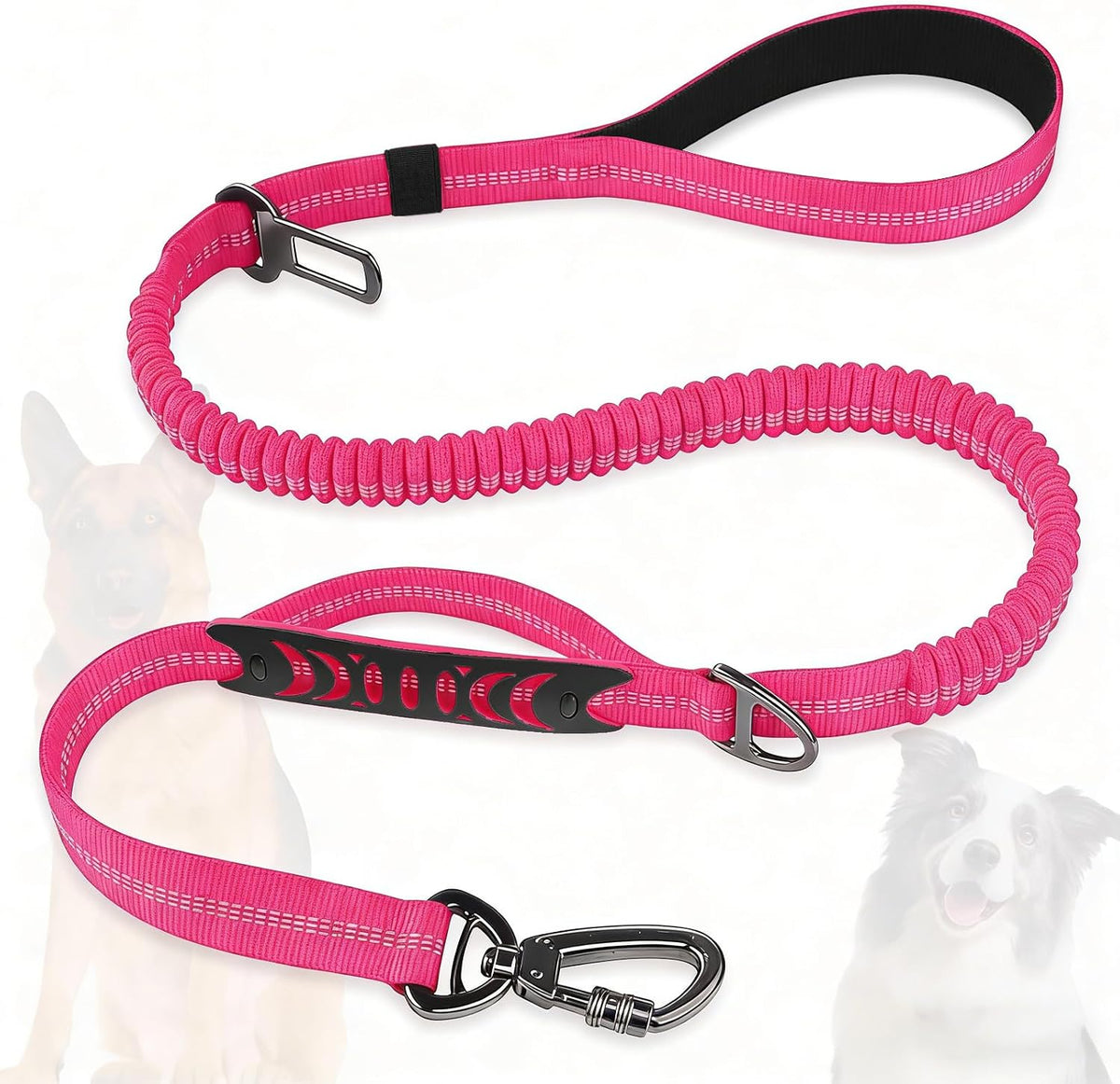 Dog Leash Heavy Duty, Bungee Leash Reflective Car Seat Belt for Dogs Brown – Essentials for Dogs - Pink