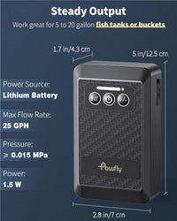 Pawfly Aquarium Lithium Battery Powered Air Pump USB Rechargeable - 5 to 20 Gal（1.5 W） - image 2