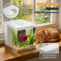 Betta Fish Tank 1 Gal, Acrylic Nano Aquarium Kit Black – Essentials for Fish - White - image 4
