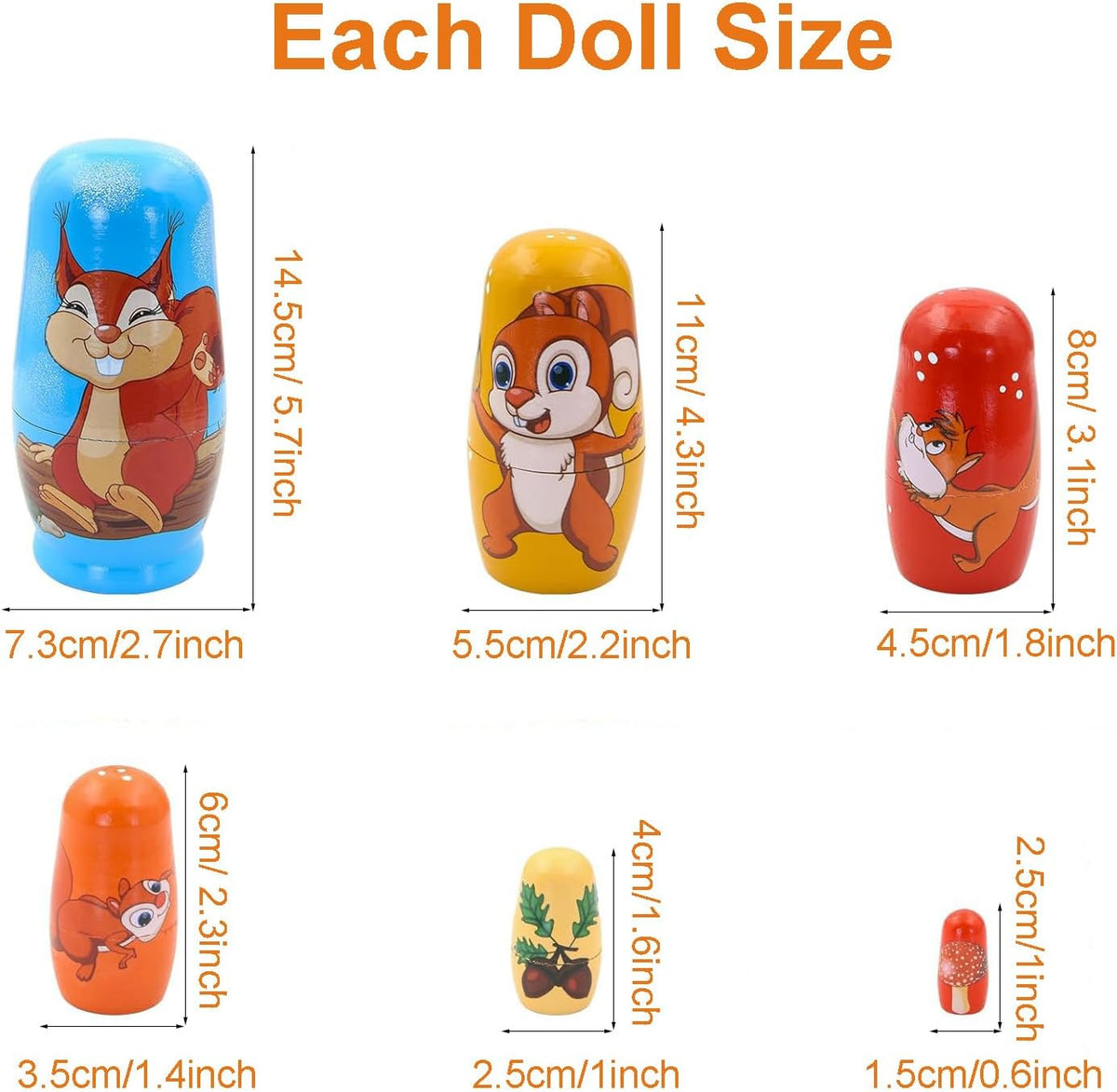 Konrisa set of six hand painted wooden unicorn nesting dolls - view 6