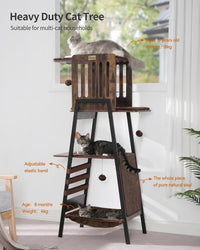 Modern Cat Tree, Big Hammock - Rustic Brown - image 2