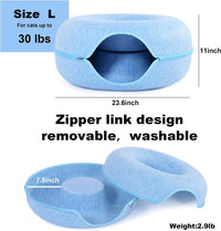Large Cat Tunnel Bed for Indoor Cats with 3 Toys - L(24x24x11) / Blue - image 4
