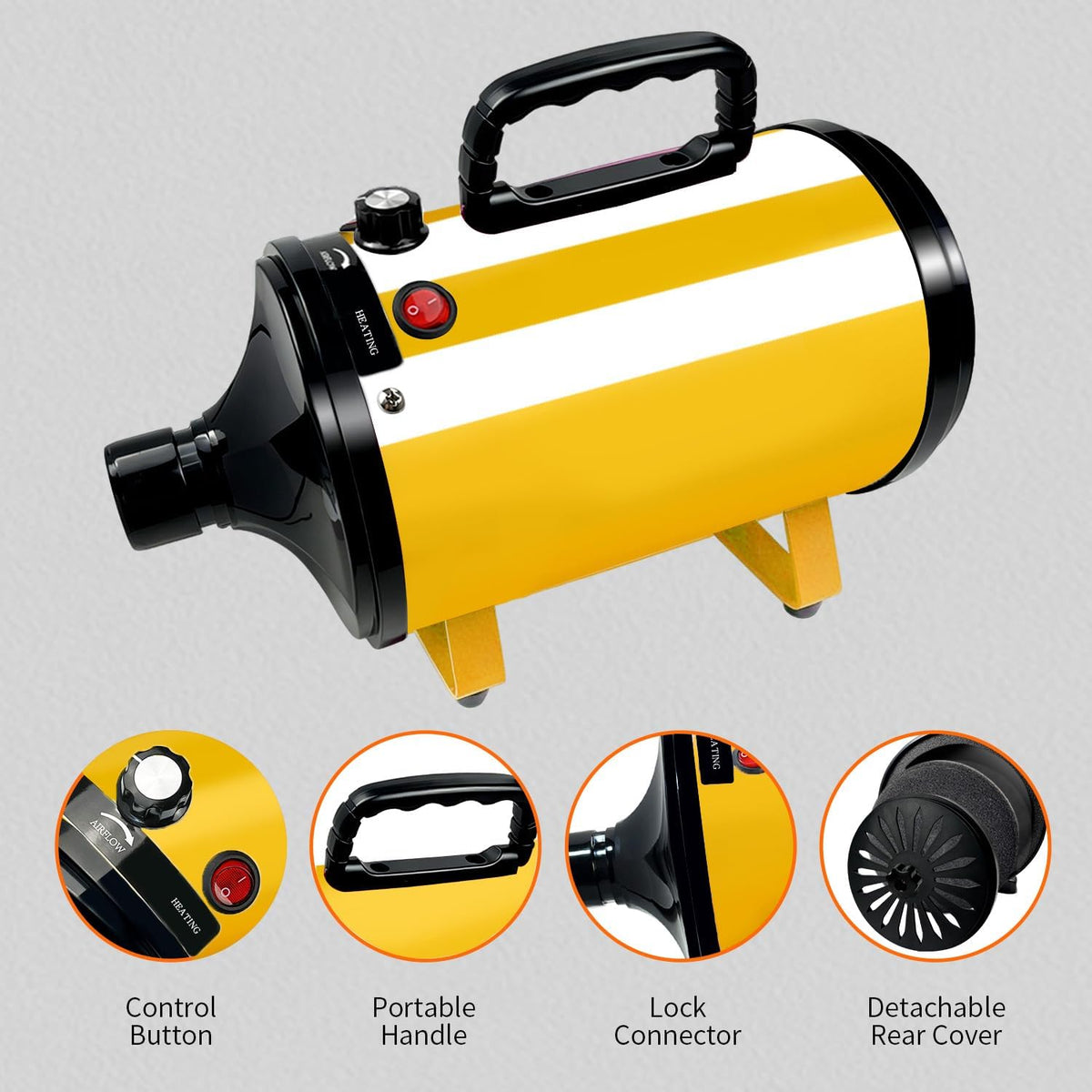 Dog Dryer High Velocity Professional Pet Grooming Dryer – Essentials for Dogs - Yellow - image 3