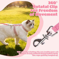 Cat Harness and Leash Set, Escape Proof Adjustable Cat Harness - Pink Rhinestones / Medium - image 3