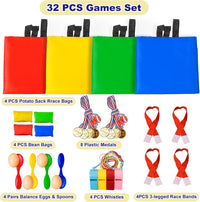 Tlooe potato sack race bags yard game set with bean bags, eggs, spoons and medals - view 3