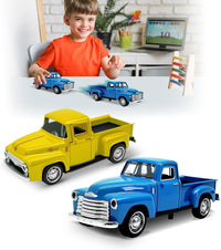 Little Blue Truck Toy,1:32 Pull Back Cars Toy for Kids Boys Girls – Fun for Kids & Family - Blue/Yellow
