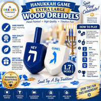 The Dreidel Company Bulk Solid Blue & White Wooden Hanukkah Dreidels - 25-Pack - image 3