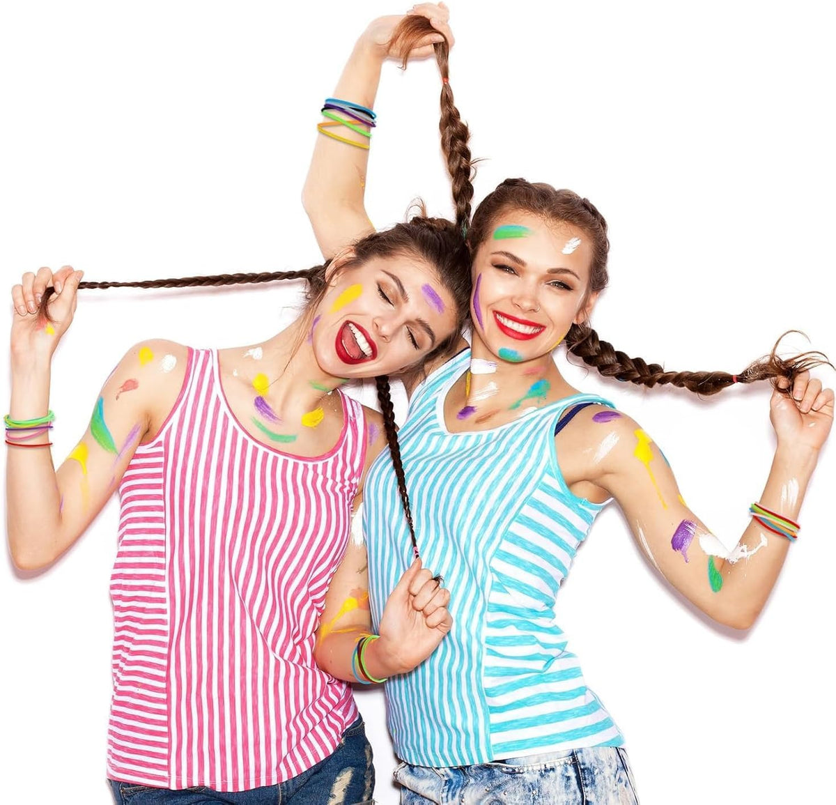 Hotop 100 Pcs Multicolor 80s Silicone Jelly Rubber Bracelets Hair Tie - Multicolor / 800 - image 3