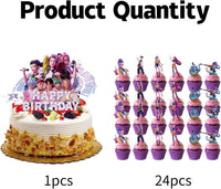 QOQXQOOH 25 piece cartoon Happy Birthday cake topper set with dessert picks - view 2