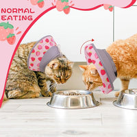 EXPAWLORER Cat Recovery Cone Collar- Soft Adjustable Pet Collar for After Surgery, Waterproof Elizabethan Protective Collar, Stop Licking Donut for Small Medium Kittens (Strawberries M (8.5-12 in))