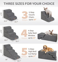 Made4Pets Dog Stairs Ramp for Small Dogs - Grey / 5.0 / 33"x15.7"x22.8"H - image 2