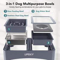 UPSKY 2-in-1 Elevated Dog Bowls Set with 4 Height Adjustable Stand - F-3 in 1 Blue - image 3