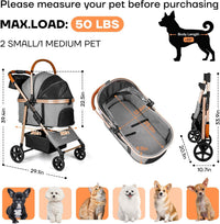 Dog Cat Stroller for Small/Medium Pets - Grey - image 2