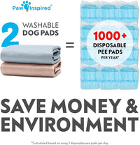 Paw Inspired Round Washable Pee Pads for Dogs (2 Pack), Reusable Puppy Pads, Waterproof Whelping Pads, Washable Training Pet Pads, Washable Potty Pads (17 inch Extra Small Size, Pack of 2)