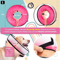 Inflatable Dog Cone Collar with Enhanced Anti-Licking, Soft Neck Donut for Dogs Cats, Recovery Pet Cone Collar After Surgery for Large Medium Small Dogs… (Donut Pink, Large)