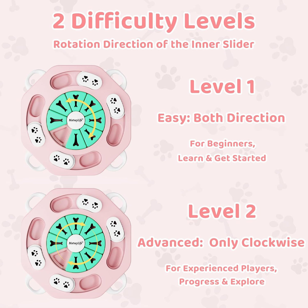 MateeyLife Dog Puzzle Toy, Puppy Enrichment Toys for IQ Training – Essentials for Dogs - L2, Pink - image 2
