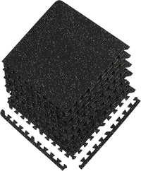 VEVOR 6PCS 0.56 inch Thick Gym Floor Mats, 25" x 25" EVA Foam & Rubber Top Interlocking Workout Floor Mats with 24 sq.ft Coverage, Waterproof Exercise Puzzle Flooring for Gym, Home, Garage, Basement