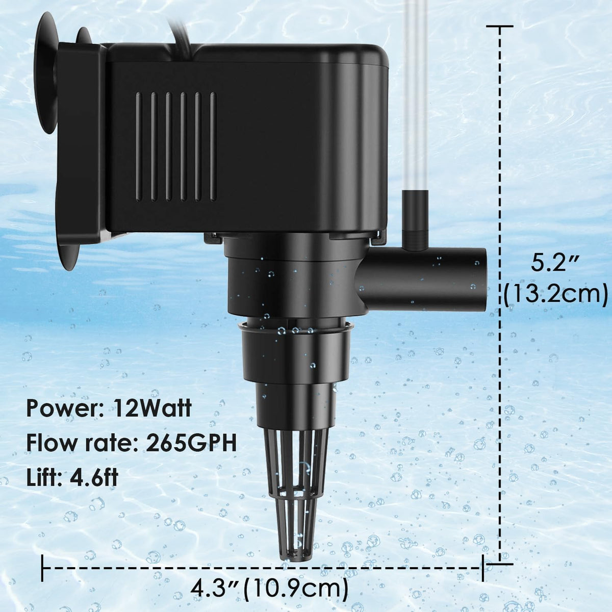 AquaMiracle Aquarium Powerhead Pump Circulating Water Pump 265 GPH - For 60-80 Gal Aquarium - image 2