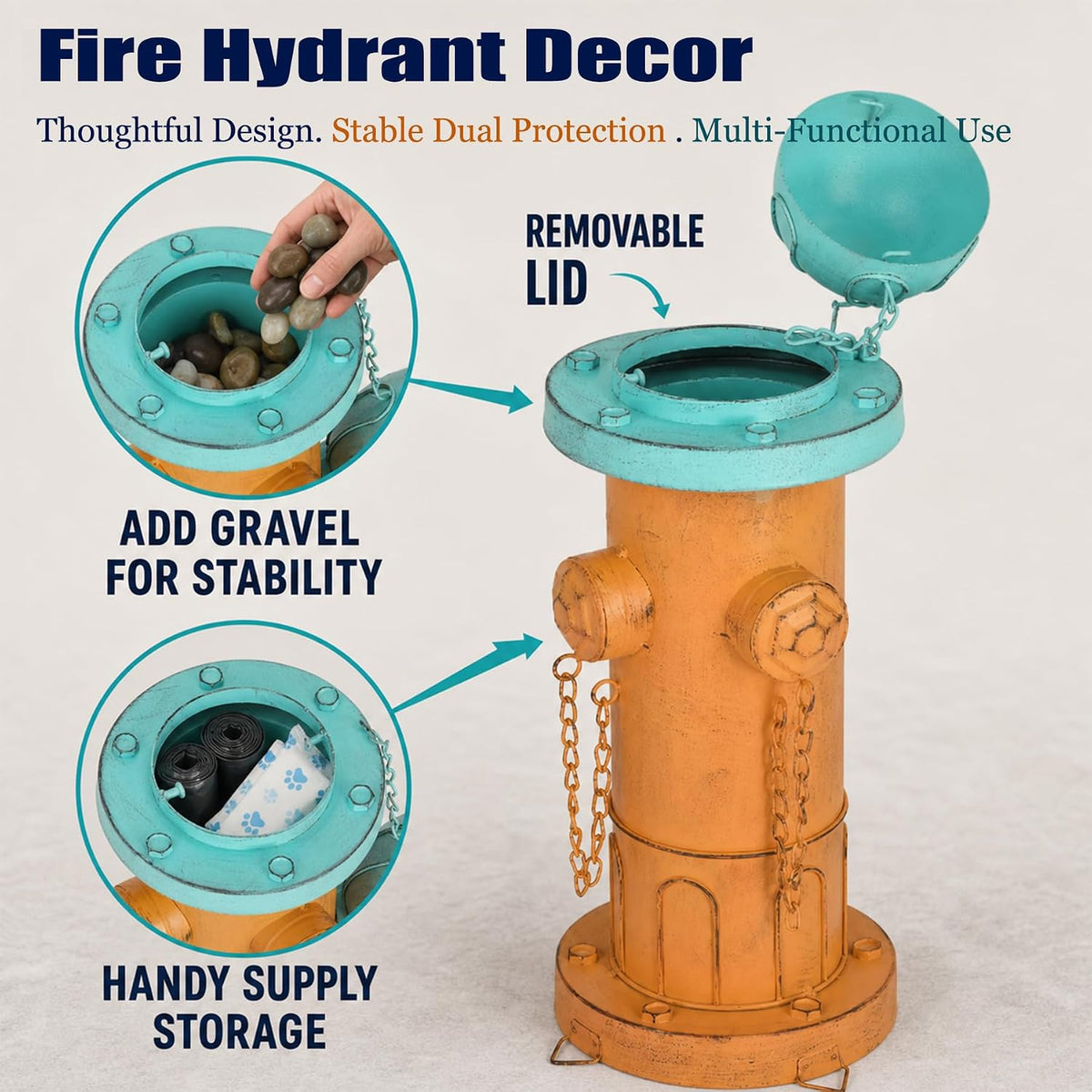 7.8" H Metal Potty Training Fire Hydrant for Dogs to Pee On Indoor - 16" blue & orange - image 4