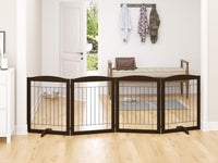 PAWLAND Dog Gate Indoor with Door, Freestanding, Foldable - Espresso / 【4 Panels】96"W x 32"H - image 3