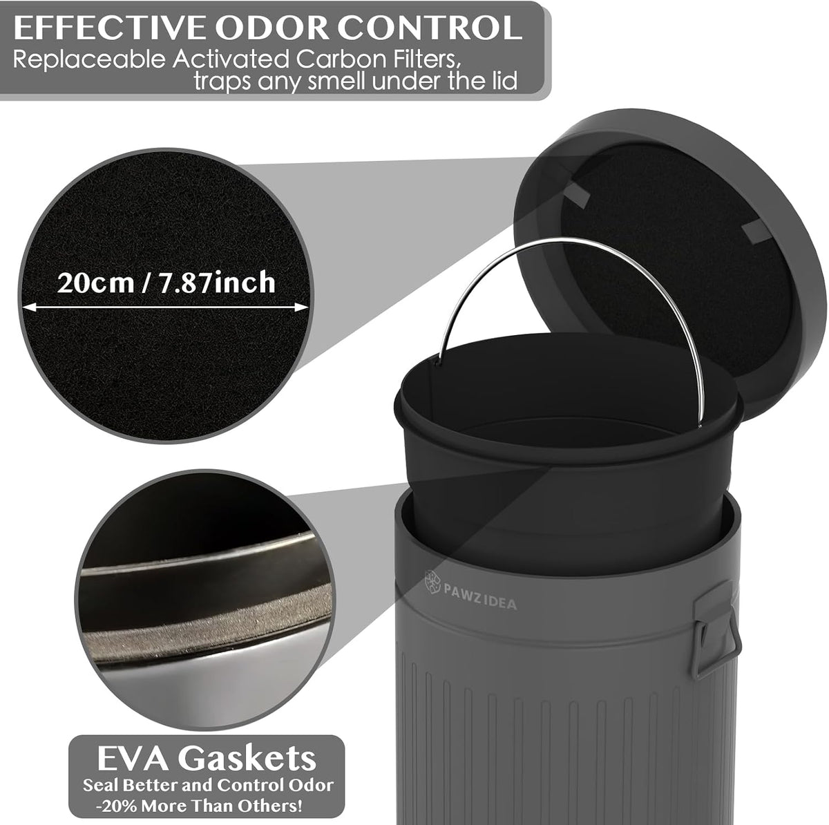 Dog Poop Trash Can Outside Odor Control, Waterproof - Slate-Stone Grey 1-Pack - image 2