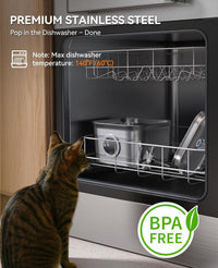 Stainless steel cat water fountain, 99 oz (2.8L), with flower stream and viewing window - view 3