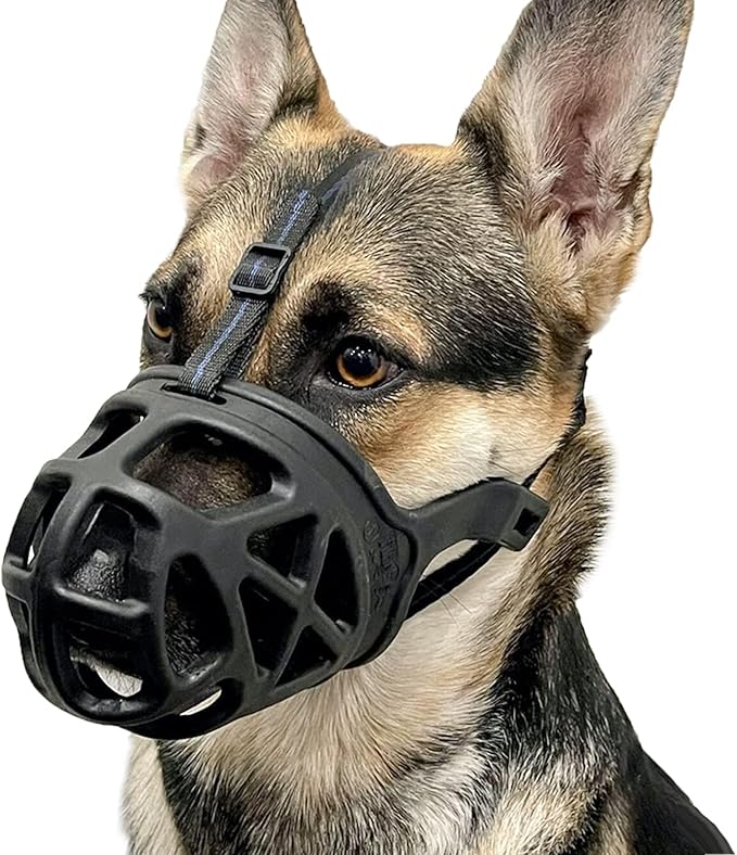 BARKLESS Dog Muzzle, Basket Muzzle for Biting, Chewing and Scavenging, Humane Cage Mouth Cover, Perfect for Grooming and Training Large Aggressive Reactive Dogs (XL, Black)