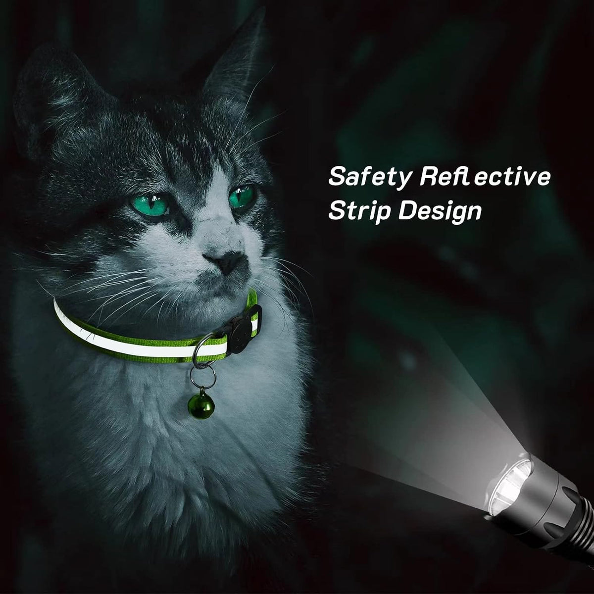 12 Pack Reflective-Breakaway Cat Collars with Bells - Adult Cat 7.5''-12.5'' (with 2 Airtag Holders) - image 2