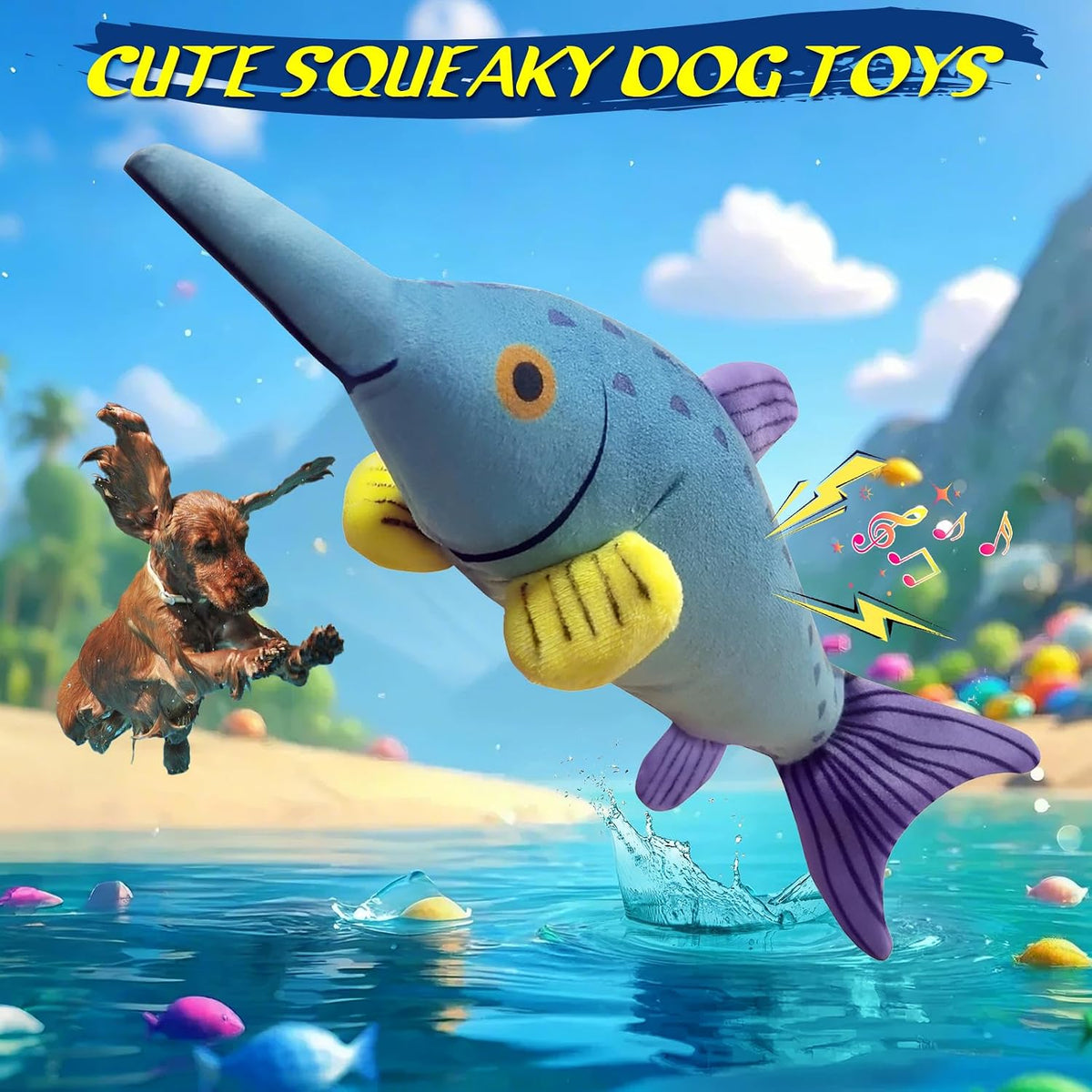 Fuufome Squeaky Dog Toys for Indoor Play with Small - Light blue - image 2