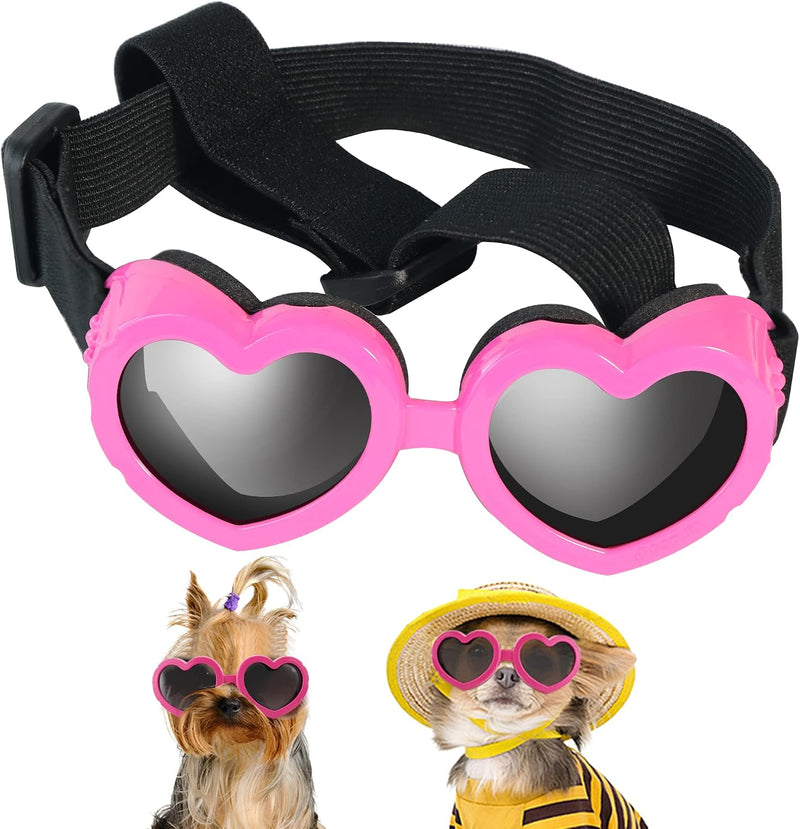 Small Breed Dog Sunglasses, UV Protection with Adjustable Strap - pink