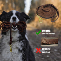LWBMG Long Leather Dog Leash 10ft, Long Line Pet Leashes - 10ftx1/2'' / Brown - image 4