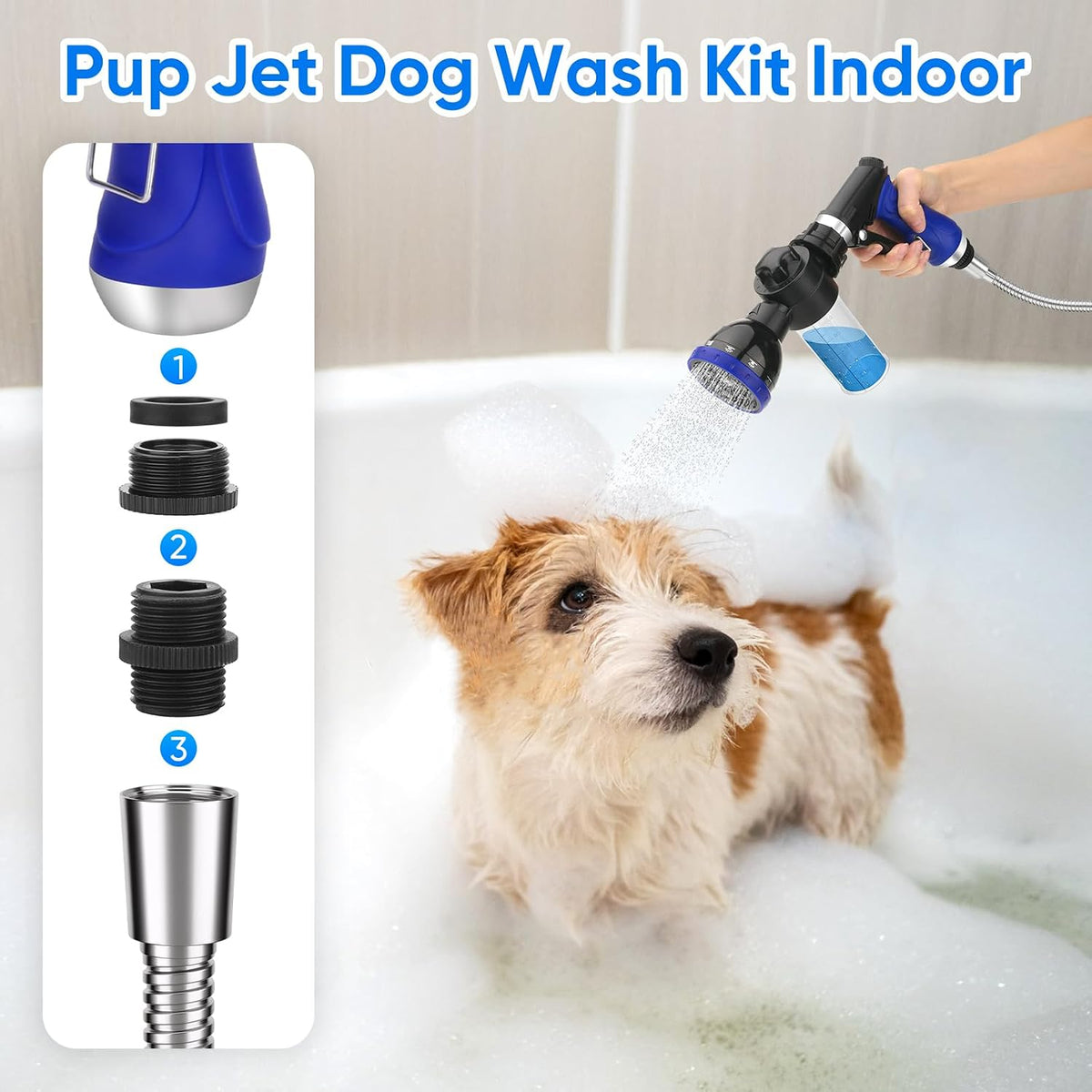 Dog Shower Attachment Water Hose Nozzle Sprayer Set – Essentials for Dogs - 9.8FT Tub Faucet Sprayer - image 2