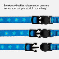 Tribal Aztec Cat Collar 2-Pack, Breakaway with Bell – Essentials for Cats - Black & Blue, 2-Pack, 7-11" - image 4