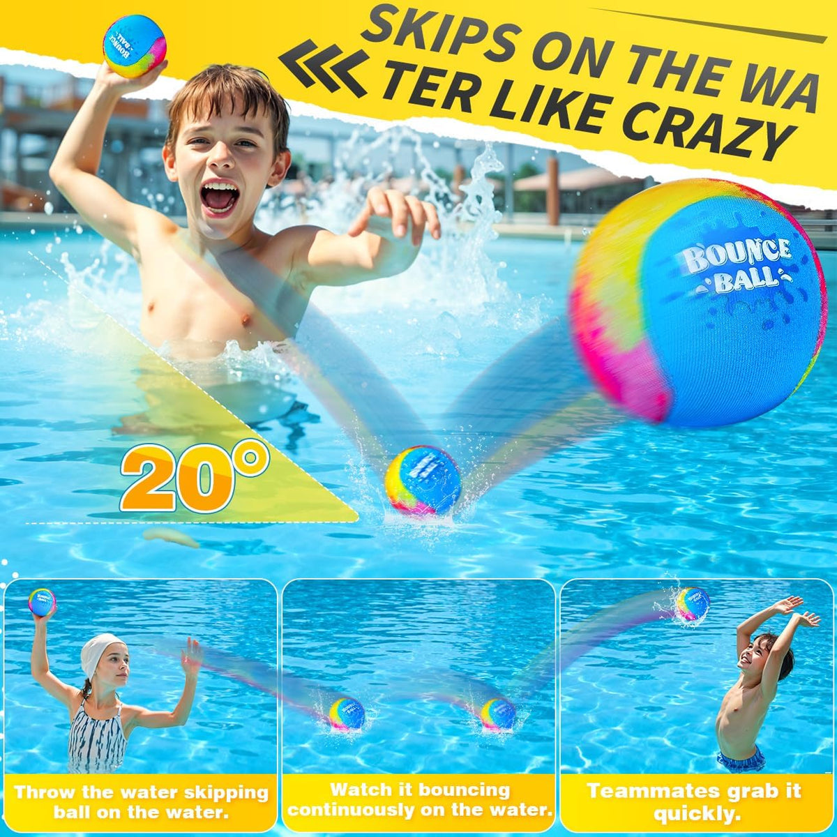 Bambilo Water Skipping Ball - Rainbow - image 2