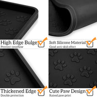 Pet Placemat for Dog and Cat - 11.8"L x 11.8"W / Black - image 4