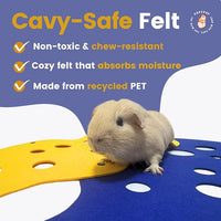 Guinea Pig Tunnels, Foldable Fleece Hideout Beds with Cheese-Hole Design, 2 Pack Modular Tunnel Set for Play and Rest, Brings Comfort and Enrichment to Guinea Pig Cages-Blue&Grey
