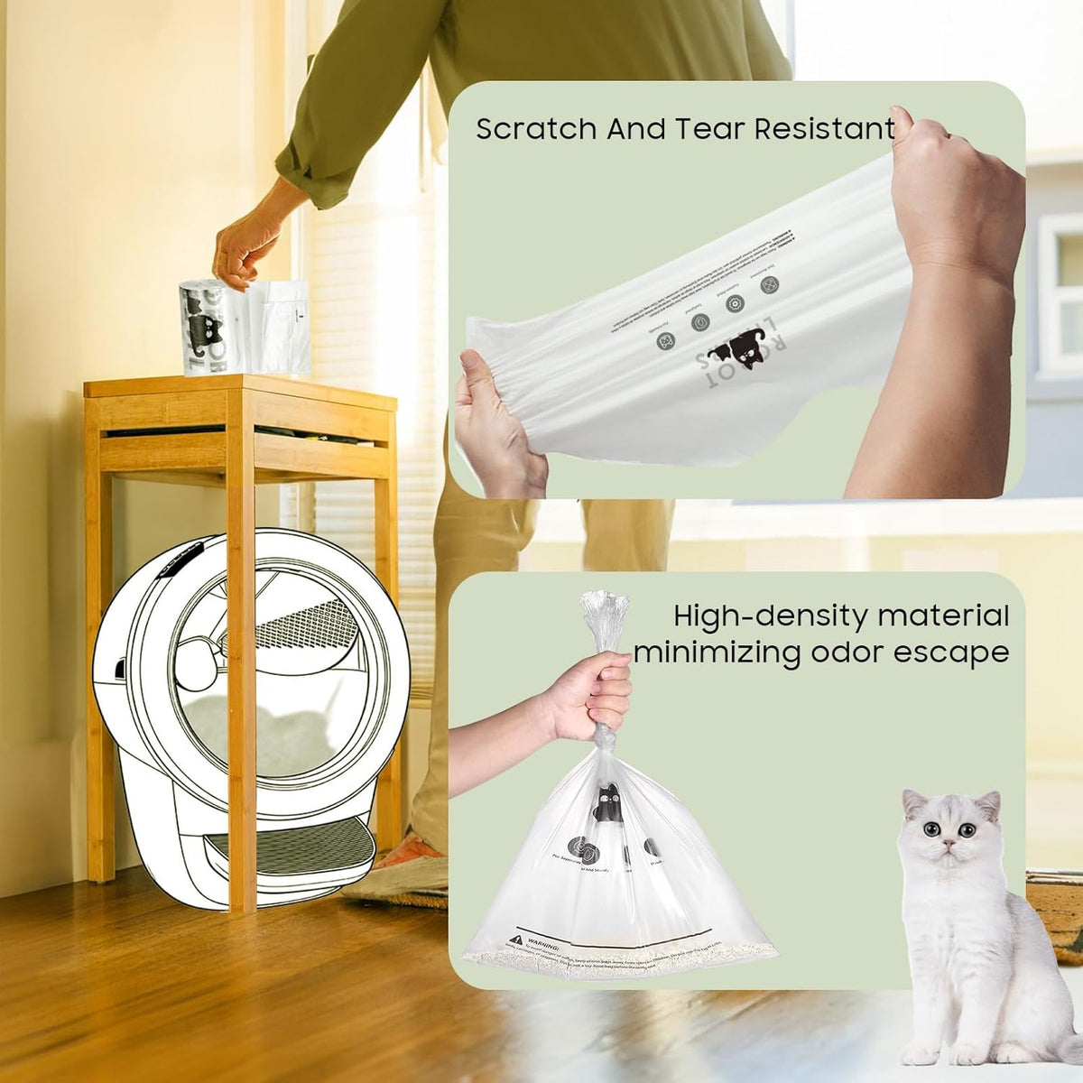 90 Pack Cat Litter Box Robot Model 5/4/3 Waste Bags - Transparent / 1 Count (Pack of 40) - image 3