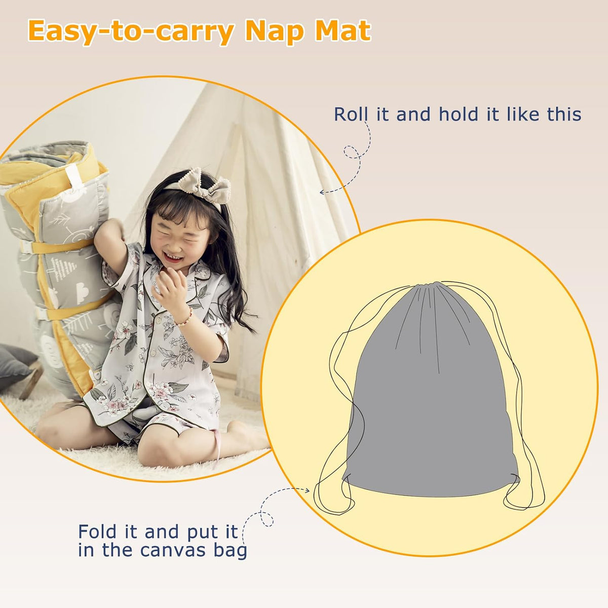 Toddler Nap Mat with Removable Pillow & Soft Blanket - Construction Vehicle - image 4