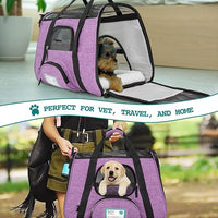 PetAmi Airline Approved Pet Carrier for Cat, Soft Sided Dog Carrier for Small Dog, Cat Travel Supply Accessories Indoor Cat, Ventilated Pet Carrying Bag Medium Large Kitten Puppy, Small Heather Purple