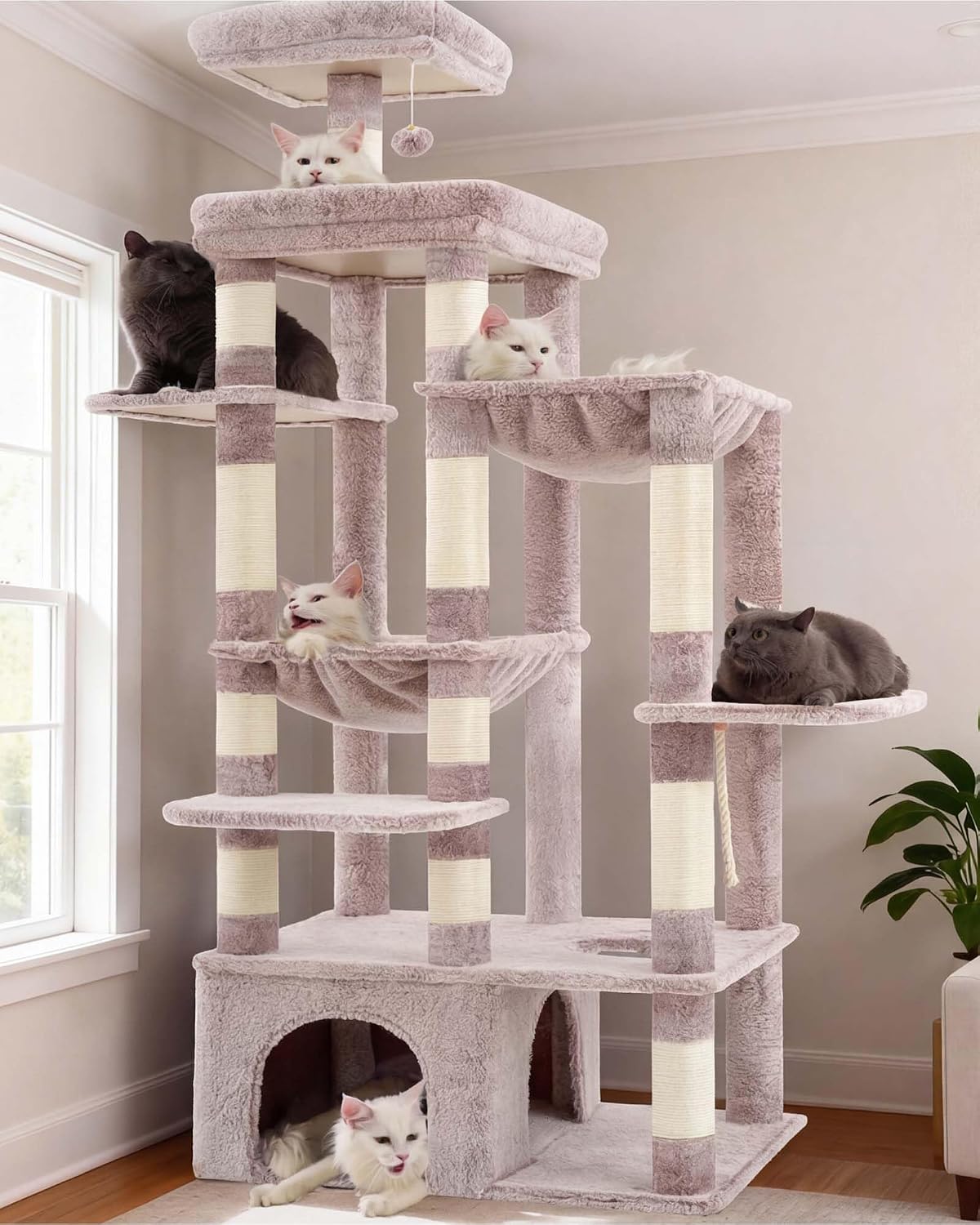 Heybly Heavy Duty Cat Tree with Large Base for Large Indoor Cats - Rosy Brown / XL