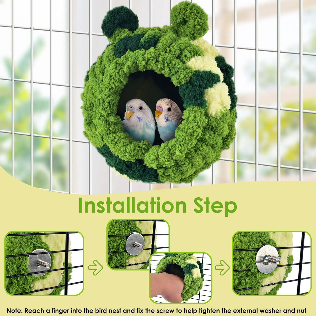 KATUMO Bird Nest, Small Sun Conure Breeding House Parrotlet Snuggle Hut Lovebird Bed for Conure - L (Green) - image 3