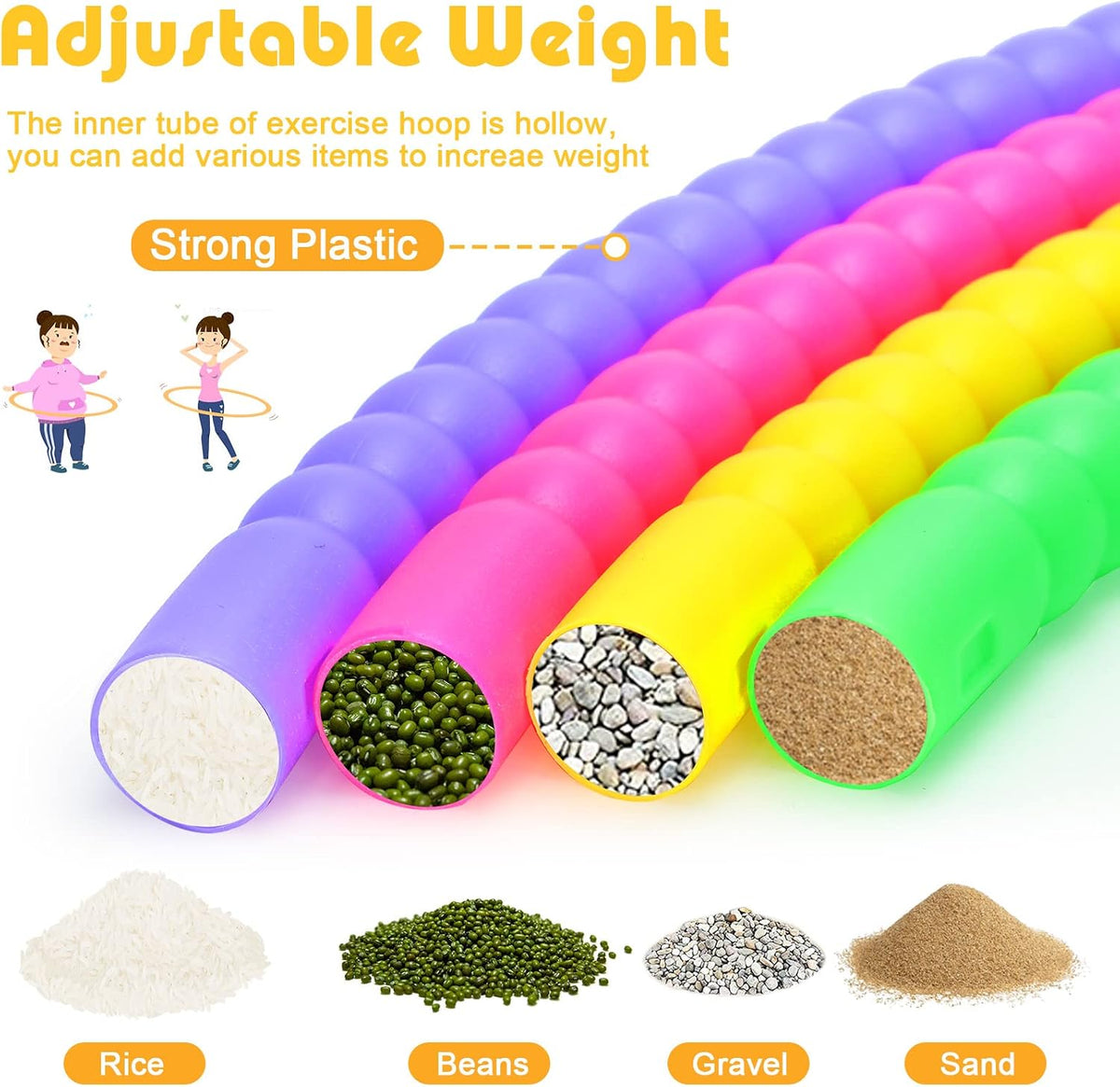 Vinsot plastic hoops for kids, 16 multicolor snap-together exercise hoops - view 11
