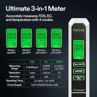 VIVOSUN Digital pH and TDS Meter Kits, 0.01pH High Accuracy Pen Type pH Meter ± 2% Readout Accuracy 3-in-1 TDS EC Temperature Meter for Hydroponics, Pool and Aquarium, Black White, UL Certified
